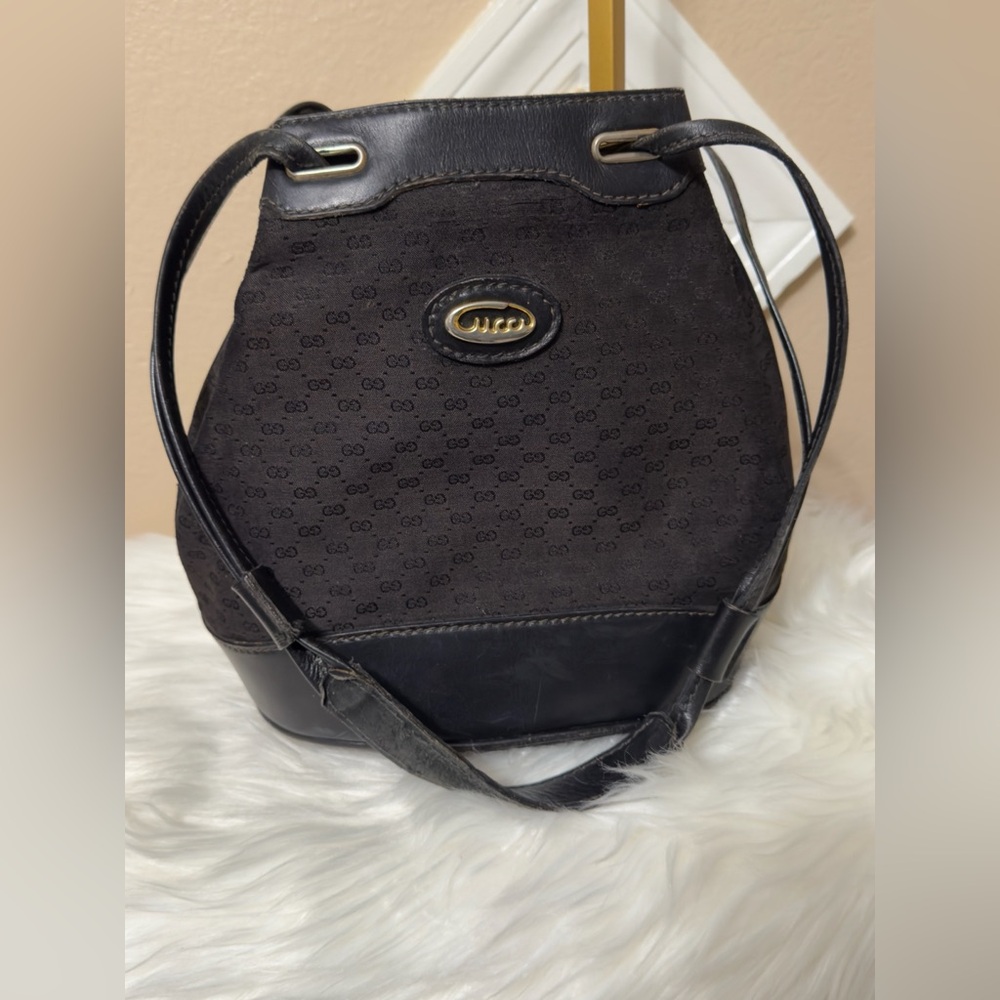 Vintage Gucci Black Bag with Gold Logo
